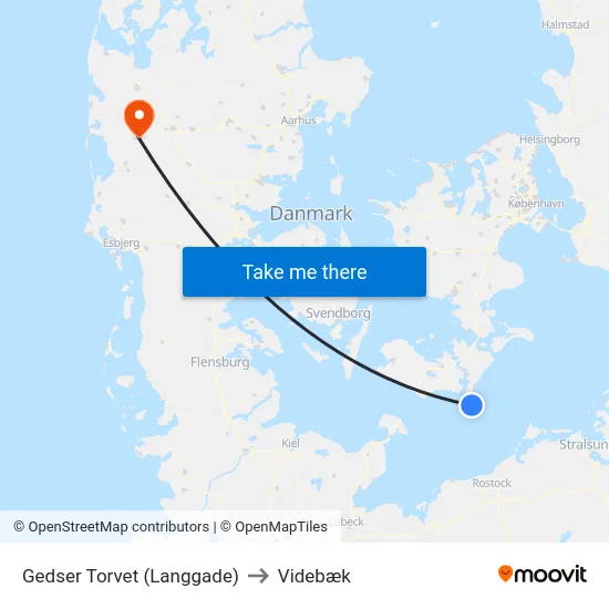 Gedser Torvet (Langgade) to Videbæk map