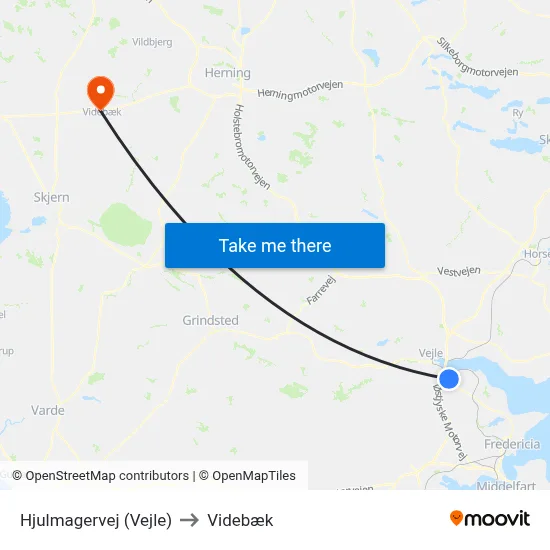 Hjulmagervej (Vejle) to Videbæk map