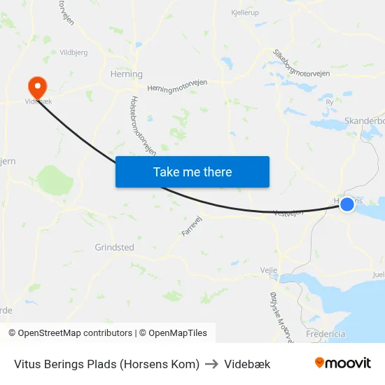 Vitus Berings Plads (Horsens Kom) to Videbæk map