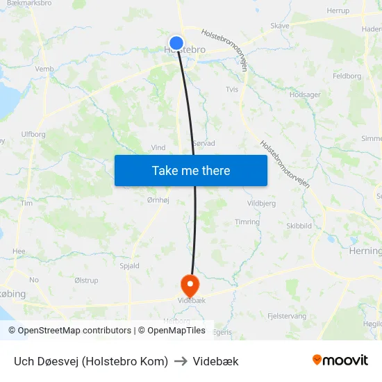 Uch Døesvej (Holstebro Kom) to Videbæk map