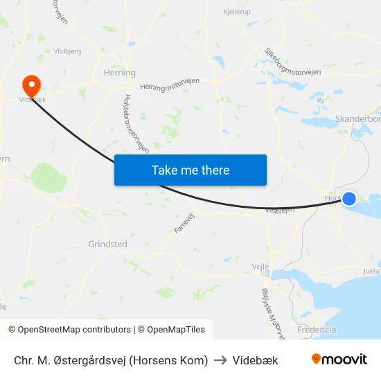 Chr. M. Østergårdsvej (Horsens Kom) to Videbæk map
