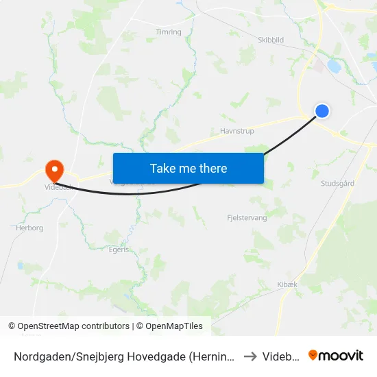 Nordgaden/Snejbjerg Hovedgade (Herning Kom) to Videbæk map