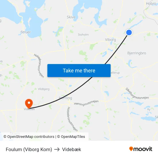 Foulum (Viborg Kom) to Videbæk map