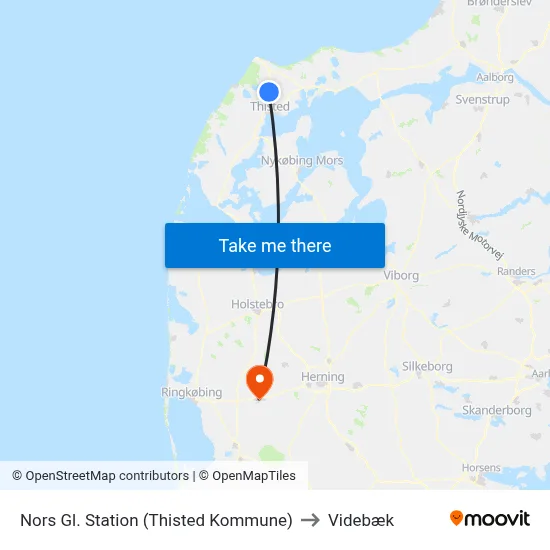 Nors Gl. Station (Thisted Kommune) to Videbæk map