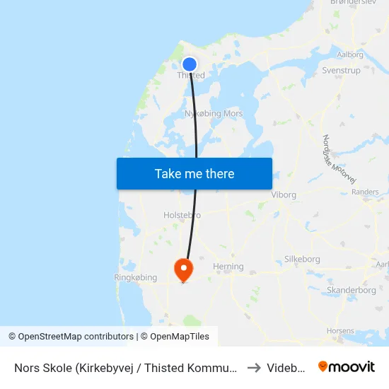 Nors Skole (Kirkebyvej / Thisted Kommune) to Videbæk map