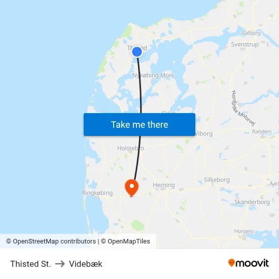 Thisted St. to Videbæk map