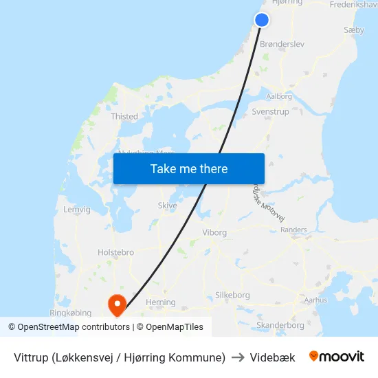 Vittrup (Løkkensvej / Hjørring Kommune) to Videbæk map