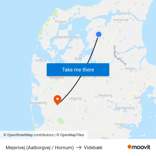 Mejerivej  (Aalborgvej / Hornum) to Videbæk map
