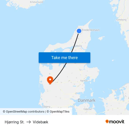Hjørring St. to Videbæk map