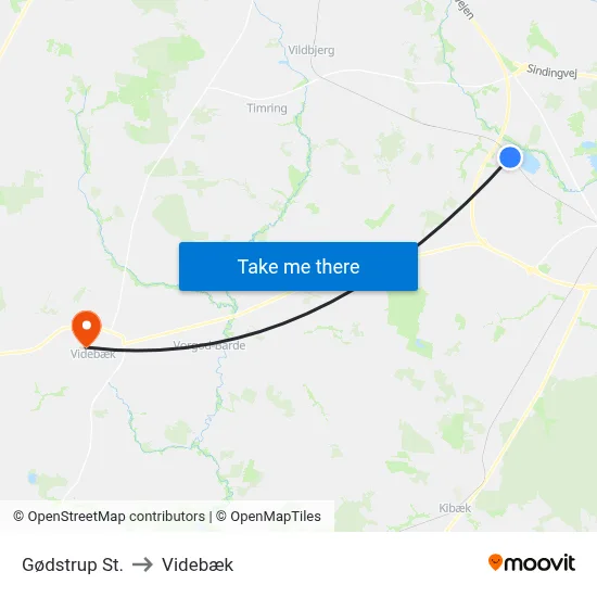 Gødstrup St. to Videbæk map