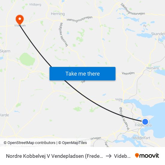 Nordre Kobbelvej V Vendepladsen (Fredericia) to Videbæk map