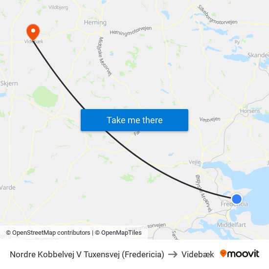 Nordre Kobbelvej V Tuxensvej (Fredericia) to Videbæk map