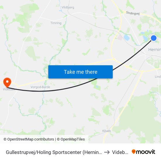 Gullestrupvej/Holing Sportscenter (Herning Kom) to Videbæk map