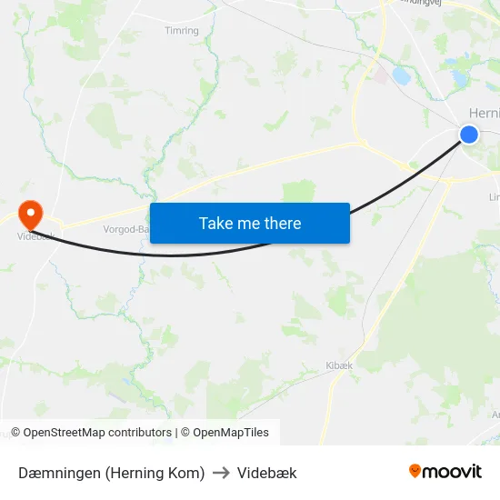Dæmningen (Herning Kom) to Videbæk map