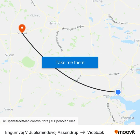 Engumvej V Juelsmindevej Assendrup to Videbæk map
