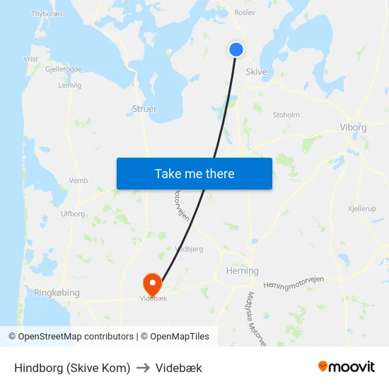 Hindborg (Skive Kom) to Videbæk map