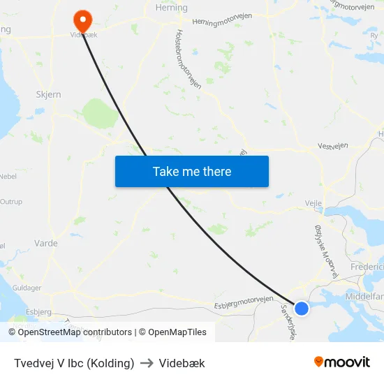 Tvedvej V Ibc (Kolding) to Videbæk map