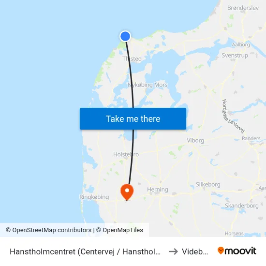 Hanstholmcentret (Centervej / Hanstholm) to Videbæk map