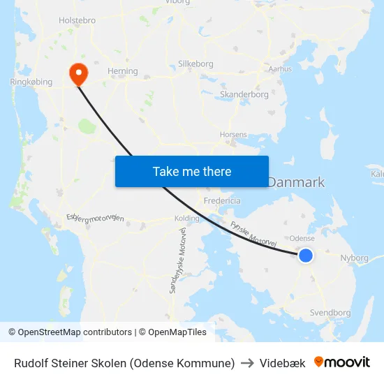Rudolf Steiner Skolen (Odense Kommune) to Videbæk map