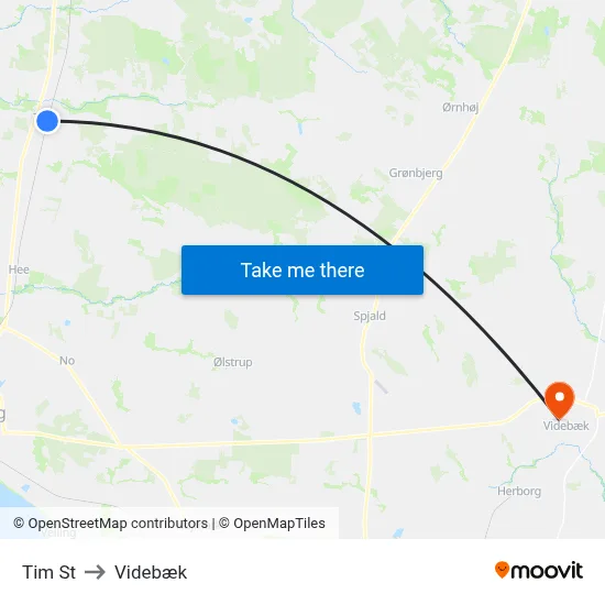 Tim St to Videbæk map