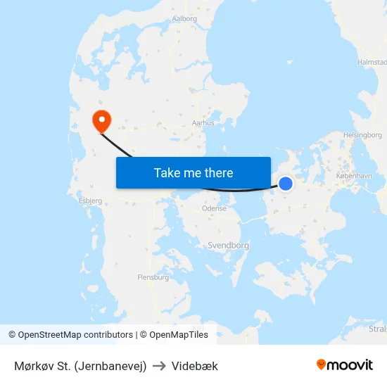 Mørkøv St. (Jernbanevej) to Videbæk map