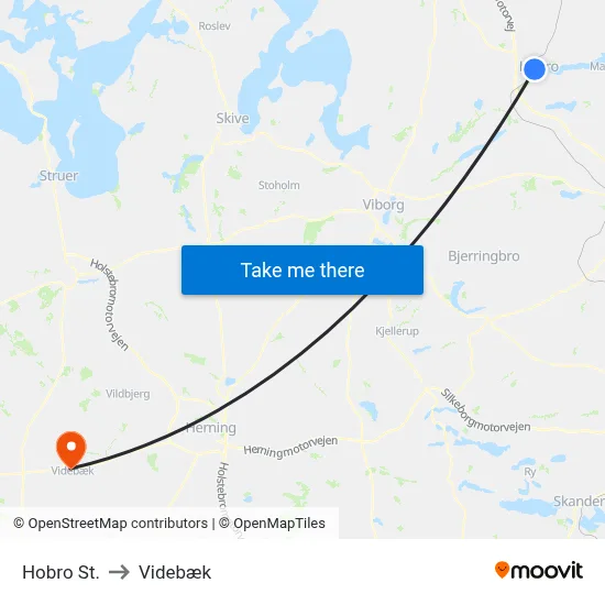 Hobro St. to Videbæk map