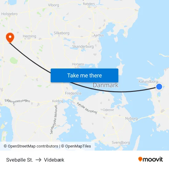 Svebølle St. to Videbæk map