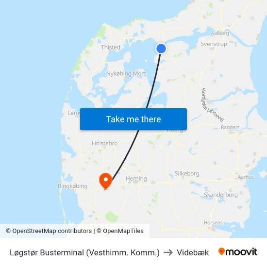 Løgstør Busterminal (Vesthimm. Komm.) to Videbæk map