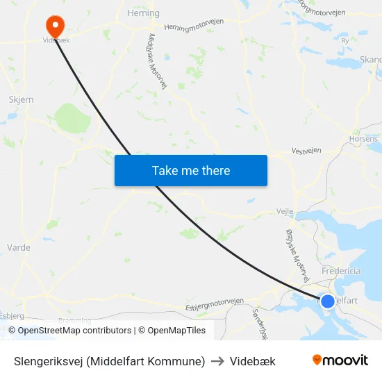 Slengeriksvej (Middelfart Kommune) to Videbæk map