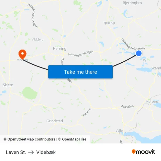 Laven St. to Videbæk map