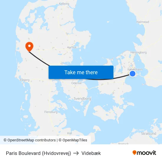 Paris Boulevard (Hvidovrevej) to Videbæk map