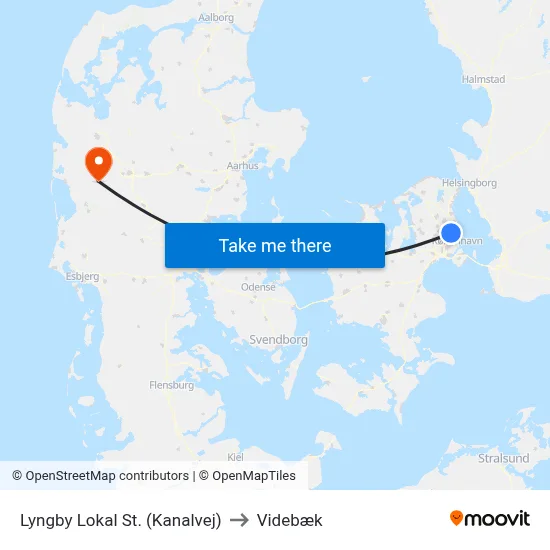 Lyngby Lokal St. (Kanalvej) to Videbæk map