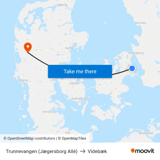 Trunnevangen (Jægersborg Allé) to Videbæk map