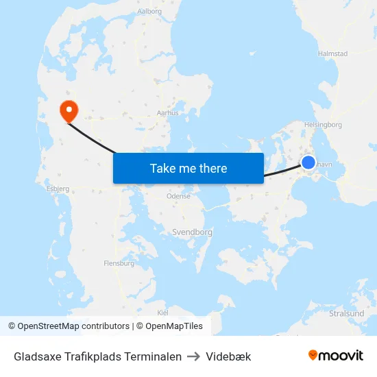 Gladsaxe Trafikplads Terminalen to Videbæk map