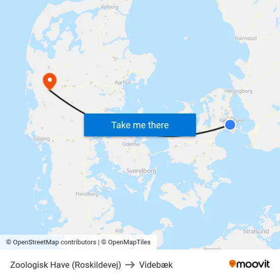 Zoologisk Have (Roskildevej) to Videbæk map