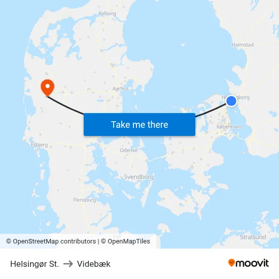 Helsingør St. to Videbæk map