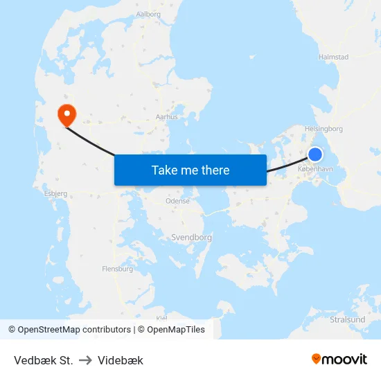 Vedbæk St. to Videbæk map