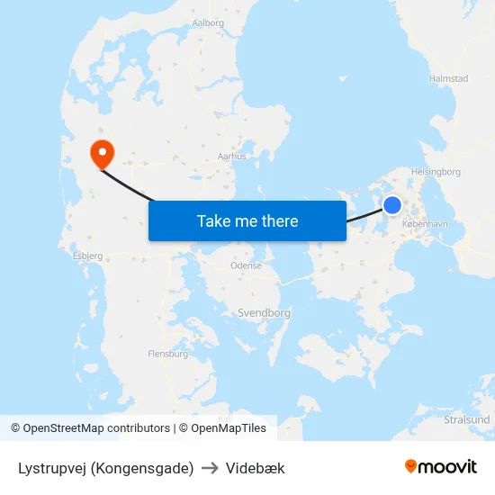 Lystrupvej (Kongensgade) to Videbæk map