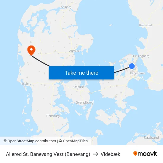 Allerød St. Banevang Vest (Banevang) to Videbæk map