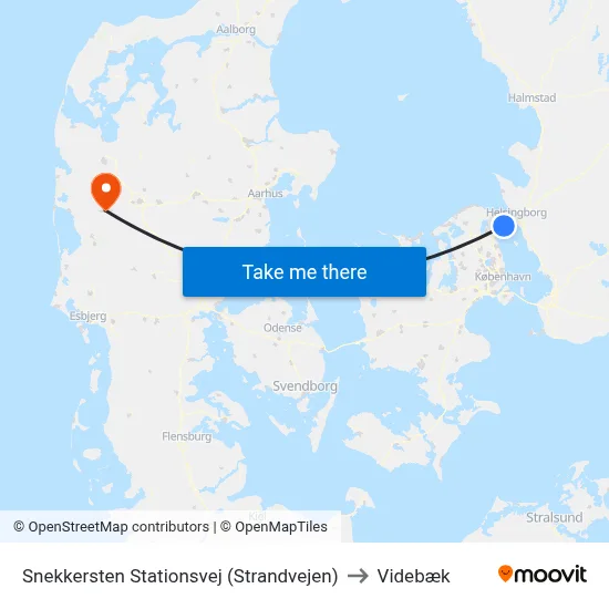 Snekkersten Stationsvej (Strandvejen) to Videbæk map
