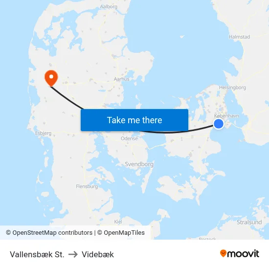 Vallensbæk St. to Videbæk map