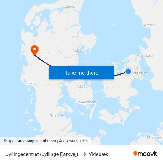 Jyllingecentret (Jyllinge Parkvej) to Videbæk map