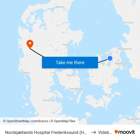 Nordsjællands Hospital Frederikssund (Hospitalvej) to Videbæk map