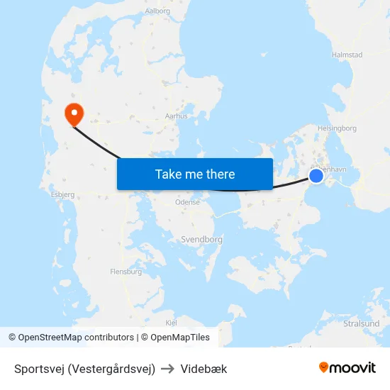 Sportsvej (Vestergårdsvej) to Videbæk map