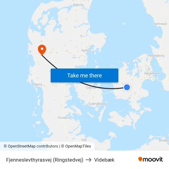 Fjenneslevthyrasvej (Ringstedvej) to Videbæk map