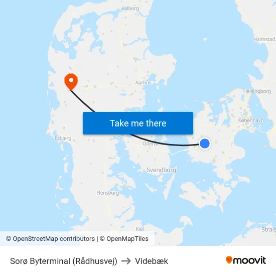 Sorø Byterminal (Rådhusvej) to Videbæk map