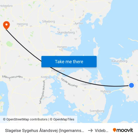Slagelse Sygehus Ålandsvej (Ingemannsvej) to Videbæk map
