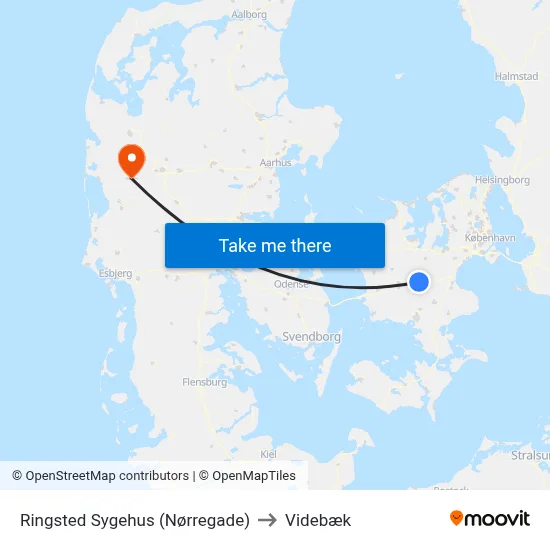 Ringsted Sygehus (Nørregade) to Videbæk map