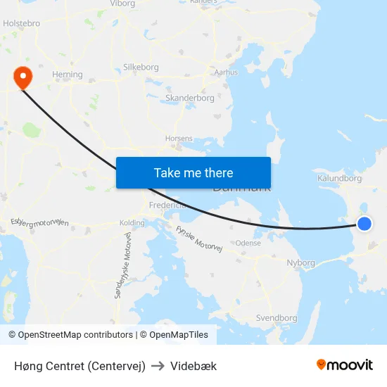 Høng Centret (Centervej) to Videbæk map