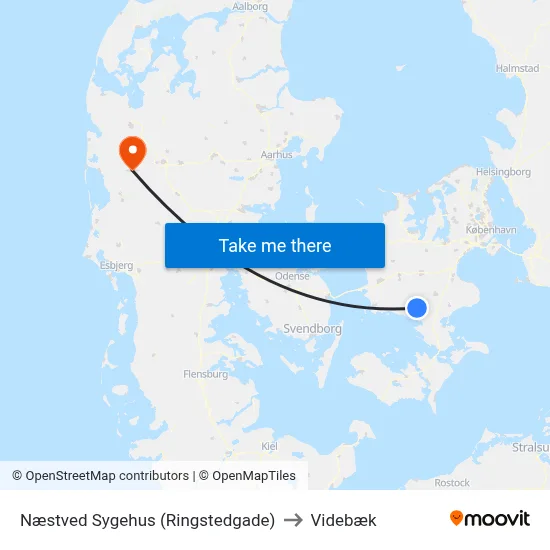 Næstved Sygehus (Ringstedgade) to Videbæk map